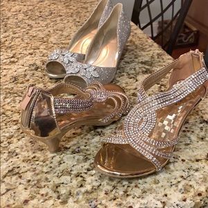 Fancy high heels children size 4 rose gold